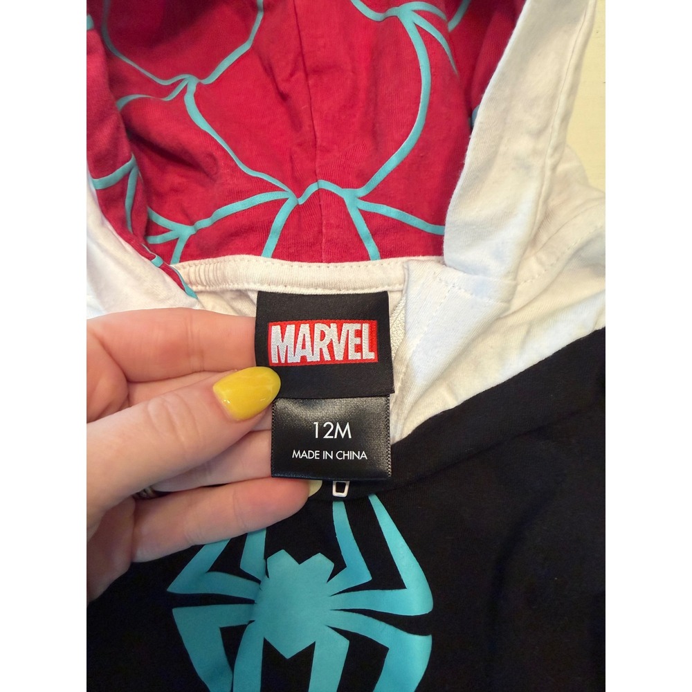 Marvel BoxLunch Spider-Gwen Ghost-Spider Hooded Tutu Bodysuit 12M Organic Cotton - Picture 2 of 5